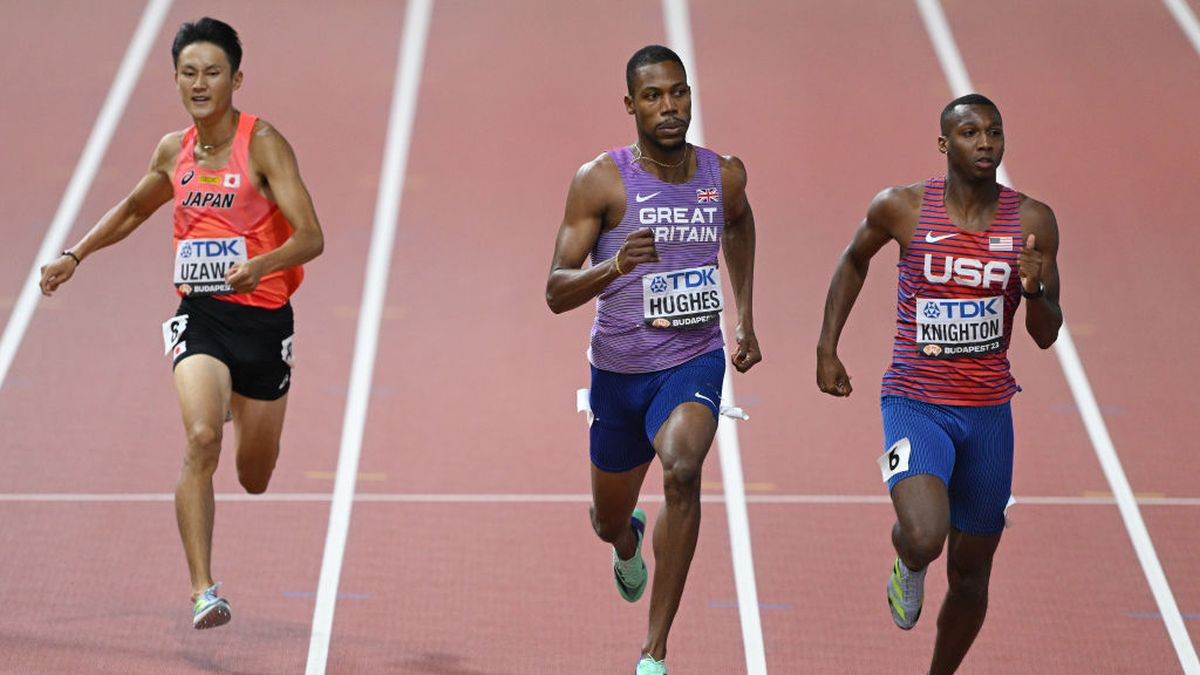 Zharnel Hughes and Erriyon Knighton compete in the Men's 200m Semi-Final during World Athletics Championships Budapest 2023. GETTY IMAGES