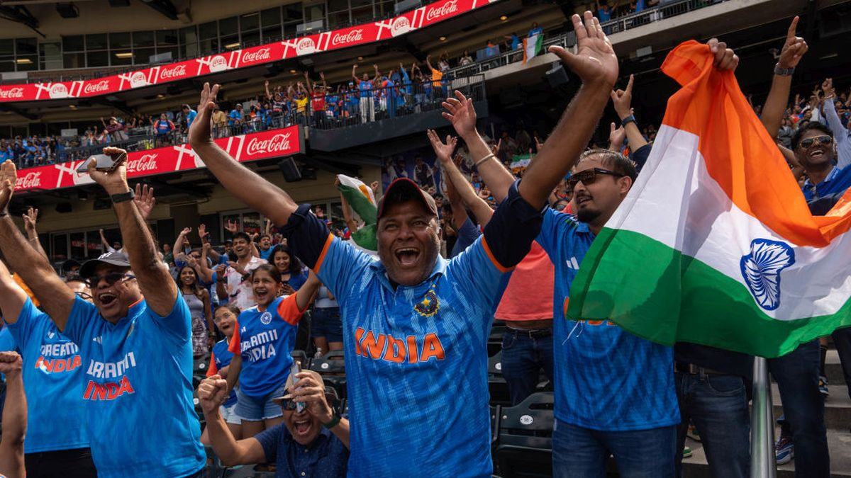 India fans react as they win the India - Pakistan T20 Cricket World Cup match on 09 June 2024 in New York City. GETTY IMAGES

