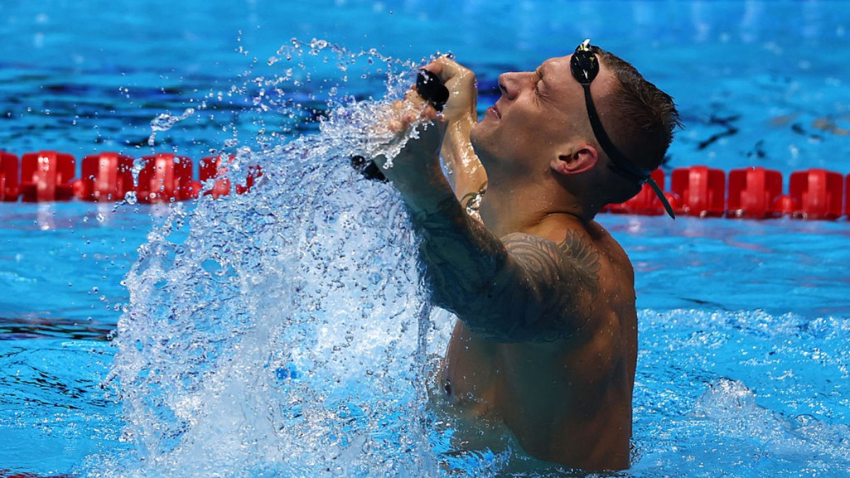 Dressel celebrates his qualification for the 100m butterfly at Paris 2024. GETTY IMAGES