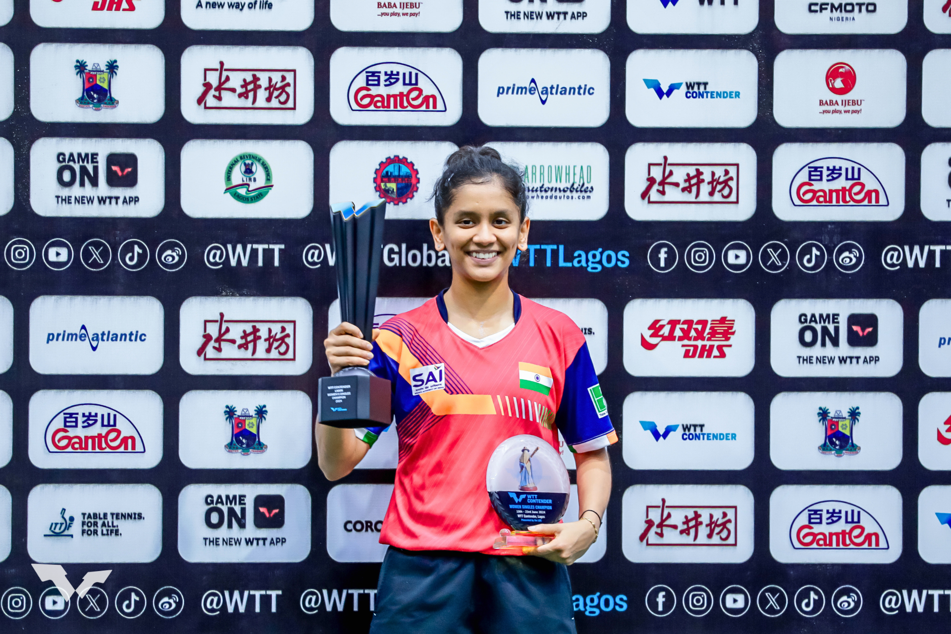 Sreeja Akula of India was victorious in both singles and doubles at the WTT Contender Lagos. WTT CONTENDER LAGOS