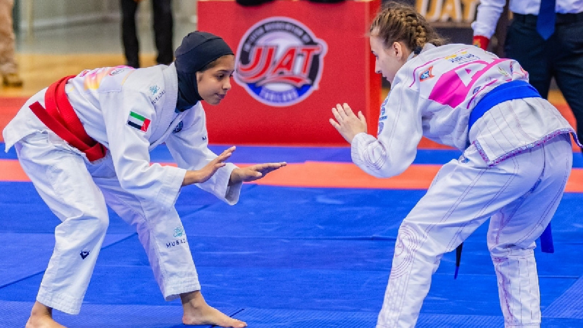Balqees Alhashmi (left) won the gold medal in the women’s -54 kg category. ACTION UAE