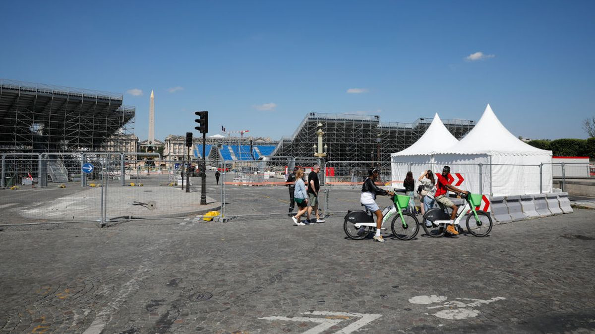 Concorde square closed during the installation of the grandstands for the Summer Olympics in Paris.GETTY IMAGES