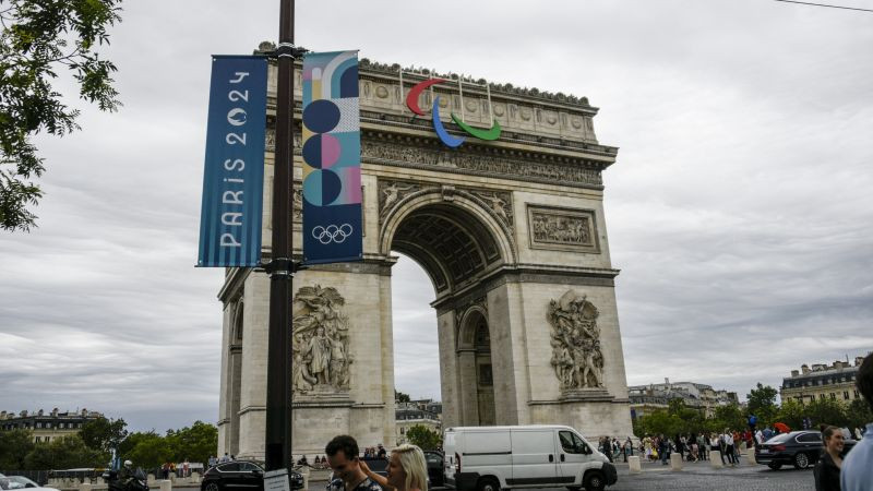 The symbol of the Paralympic Games on the Arc de Triomphe ahead of the upcoming Paris 2024 Olympic Games and Paralympic Games. GETTY IMAGES