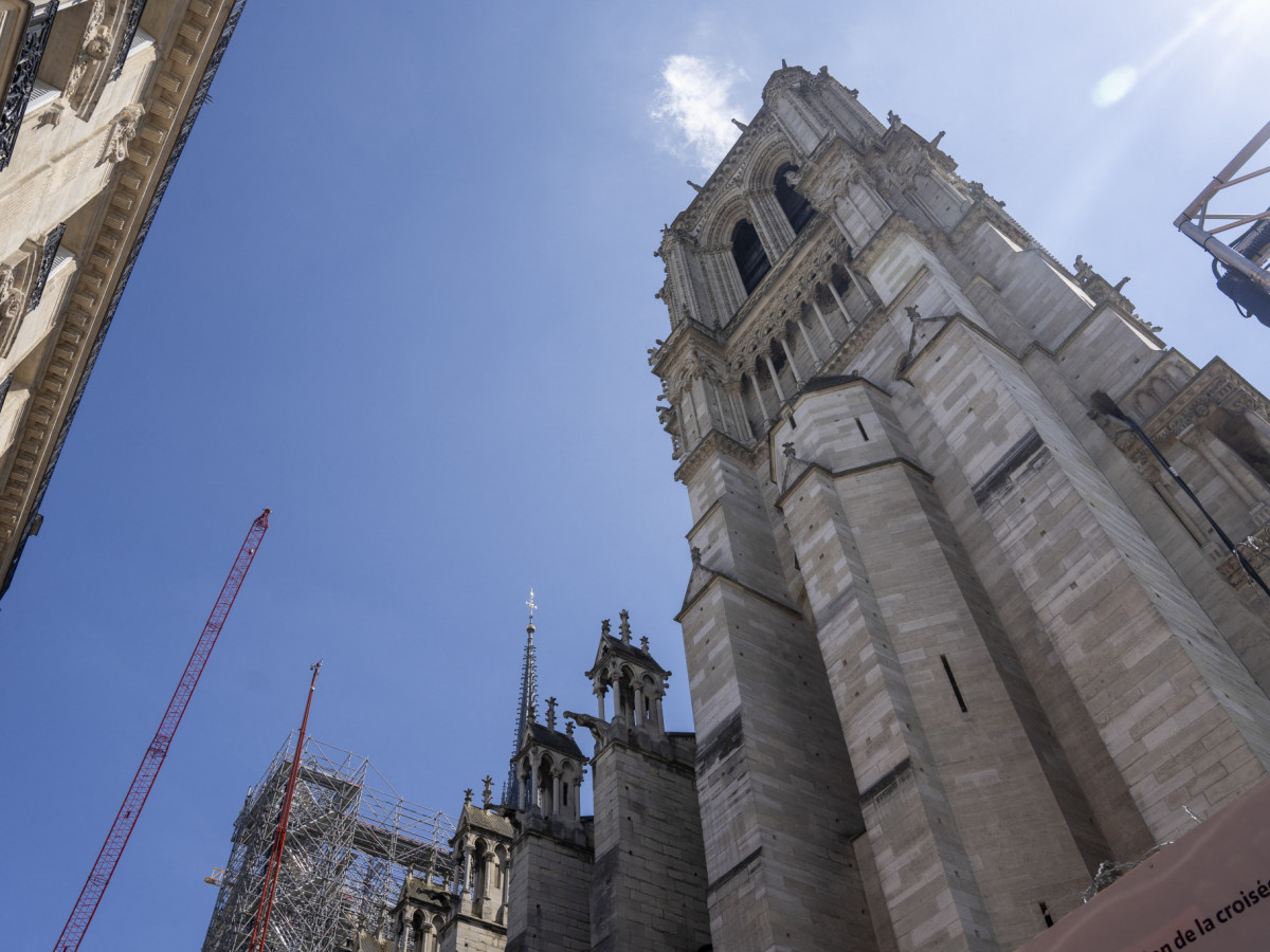 Notre-Dame Cathedral in Paris is undergoing a modern transformation during the Paris 2024 Olympics. GETTY IMAGES