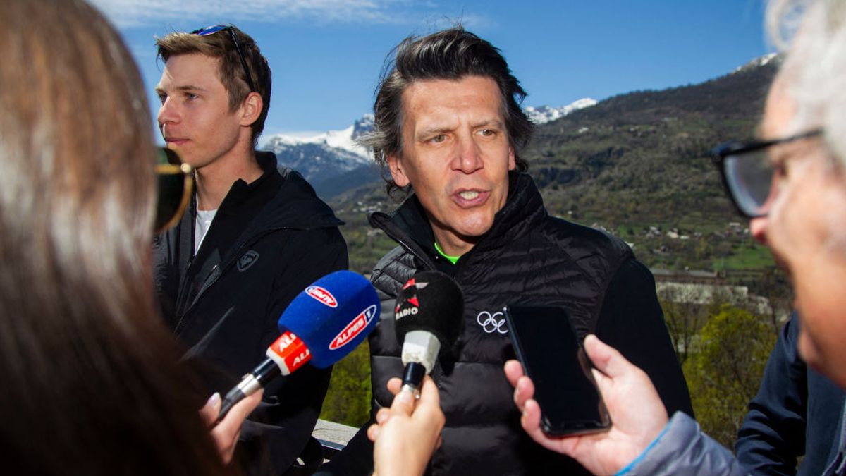 Christophe Dubi (Olympic Games Director at the IOC) answers questions from journalists, France, Hautes-Alpes, Briancon, April 24, 2024. GETTY IMAGES