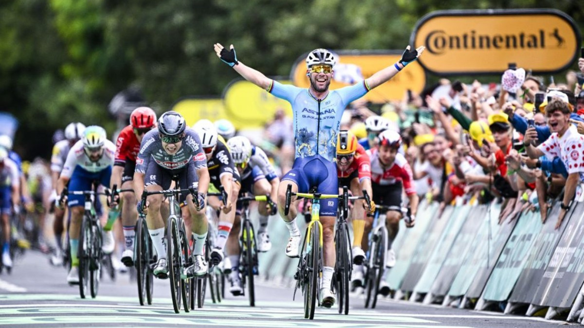 Mark Cavendish won the 2024 Tour de France stage, his 35th victory in the French race. GETTY IMAGES