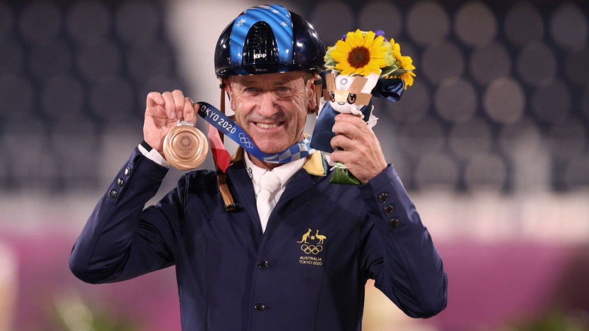 
Andrew Hoy, with his bronze medal from Tokyo 2020. GETTY IMAGES