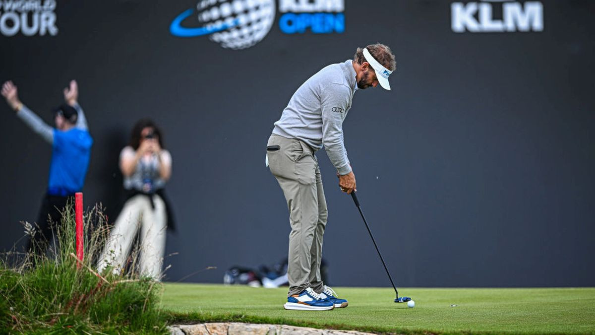 Joost Luiten plays a shot on the 18th hole during day three of the KLM Open at The International on June 2024 in Amsterdam, Netherlands. GETTY IMAGES