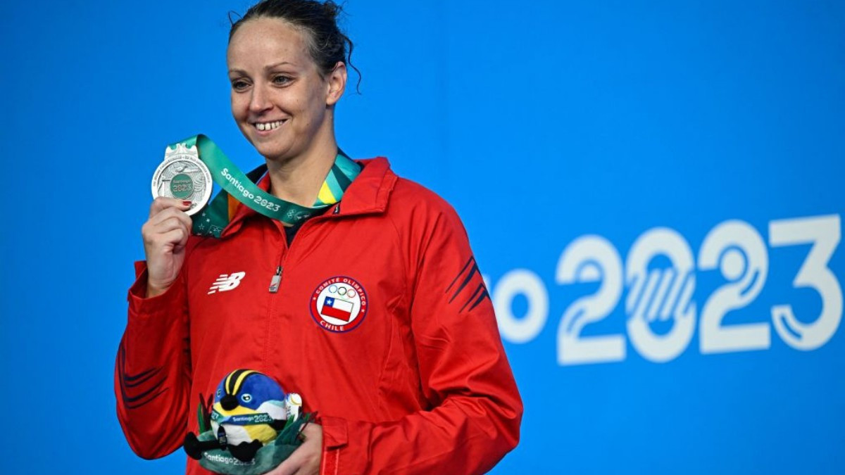 Köbrich, with one of her medals at the Pan American Games. GETTY IMAGES