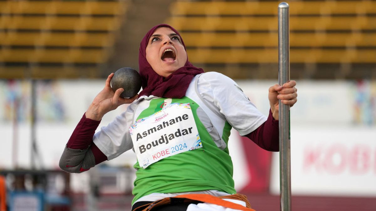 Algeria's Asmahane Boudjadar competes in the Women's Shot Put final at the World Para Athletics Championships. GETTY IMAGES