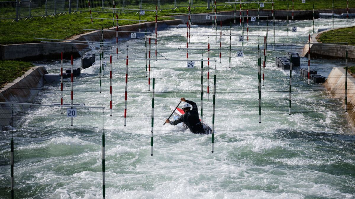 Practices canoe slalom at the Paris 2024 Olympics venue of Vaires-sur-Marne Nautical Stadium, in Vaires-sur-Marne. GETTY IMAGES