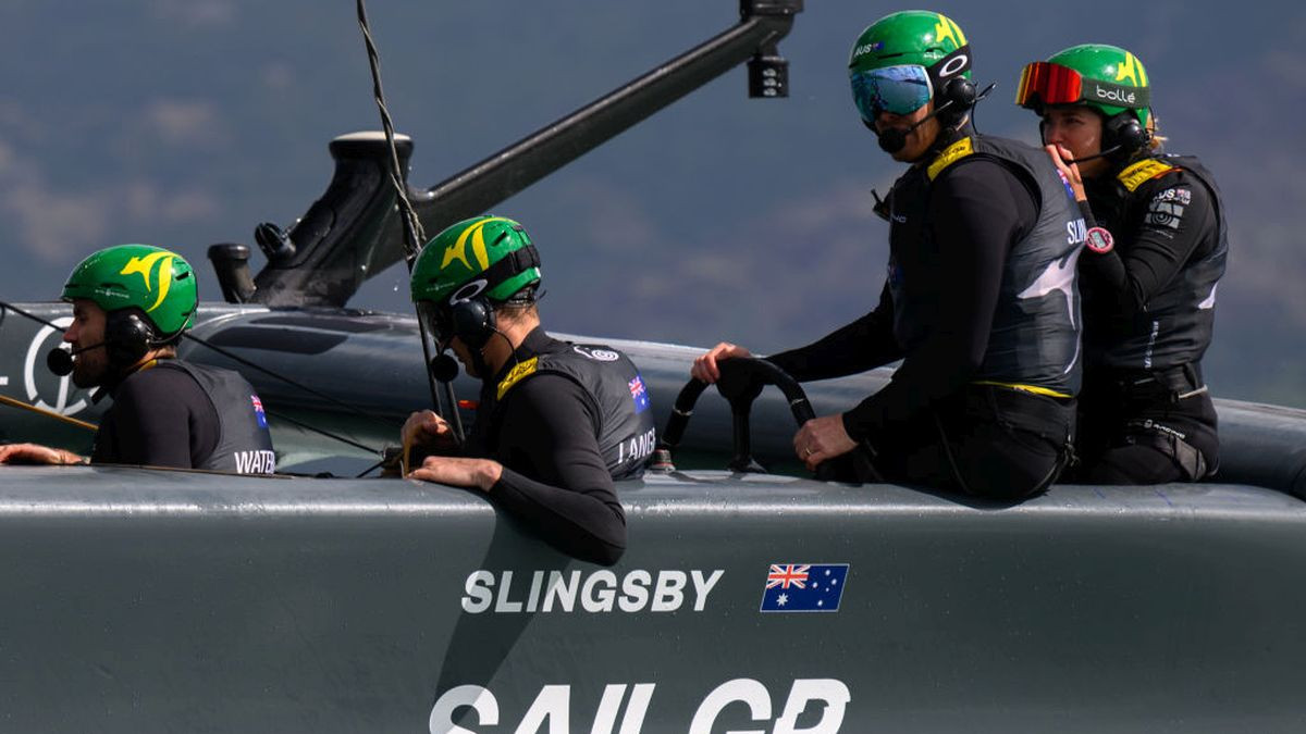 Team Australia helmed by Tom Slingsby race during SailGP. GETTY IMAGES.