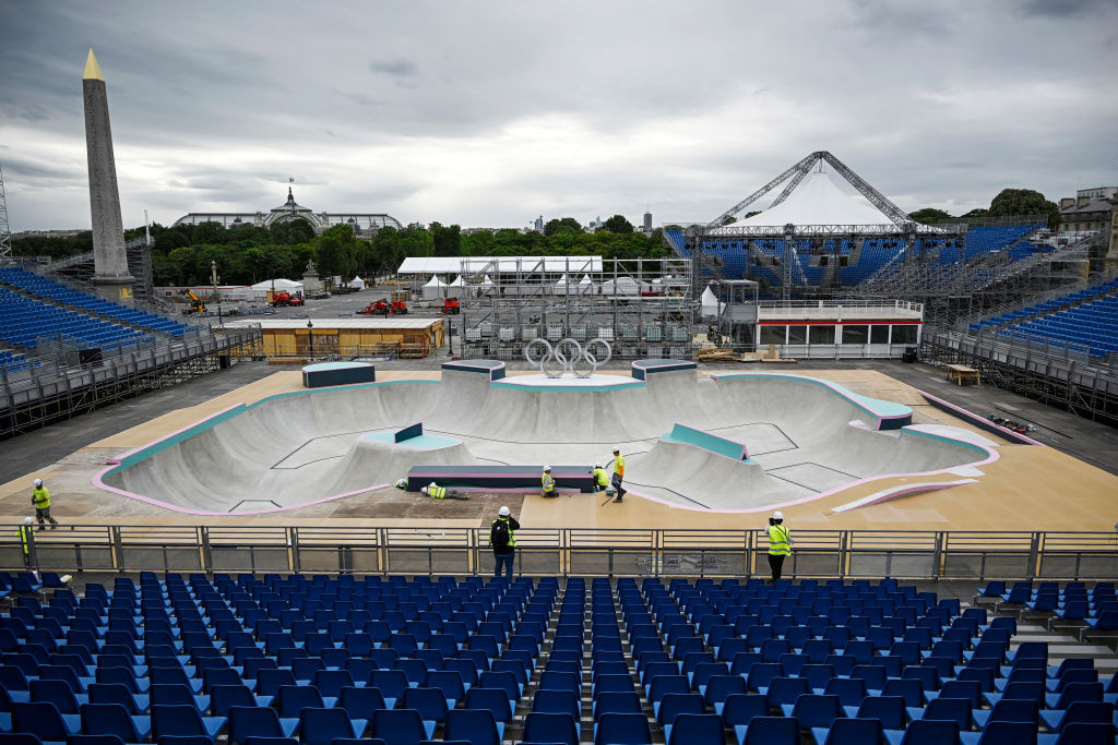  The skatepark for the upcoming Paris 2024 Olympics at La Concorde Urban Parc. GETTY IMAGES
