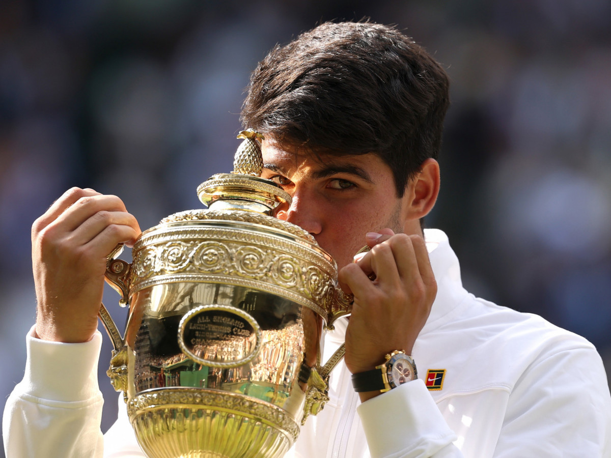 Carlos Alcaraz won the men's Wimbledon final on Sunday. GETTY IMAGES