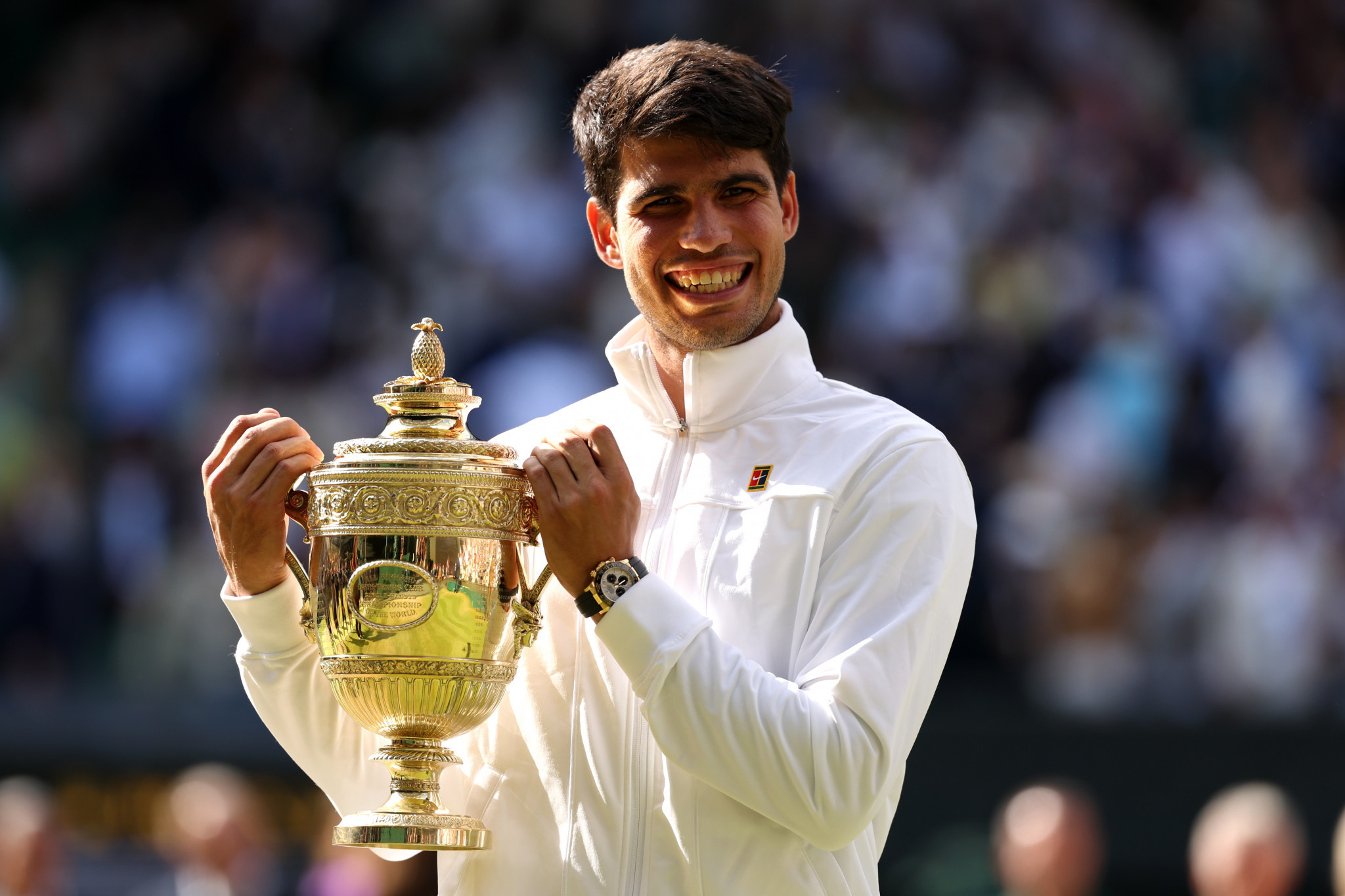 Carlos Alcaraz triumphed in the men's Wimbledon final on Sunday. GETTY IMAGES