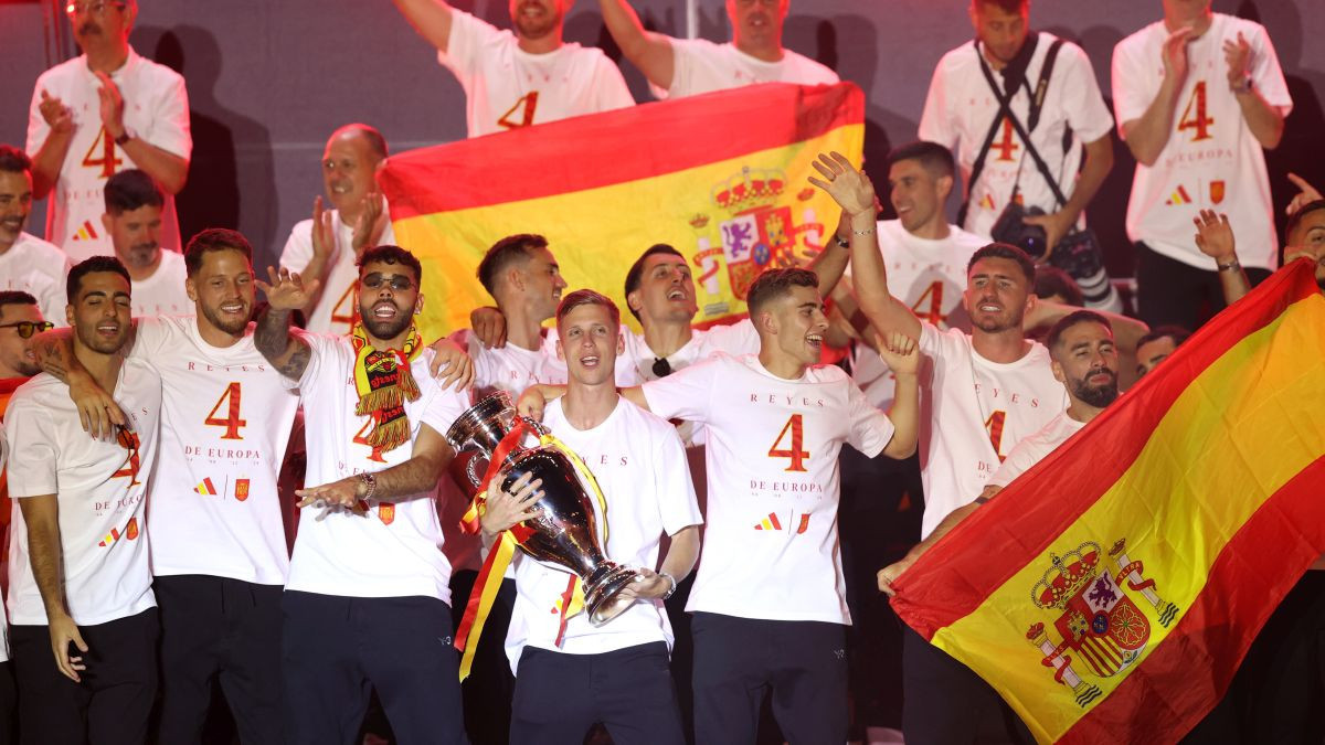 The Spanish team celebrated its fourth European Championship in Cibeles. GETTY IMAGES.