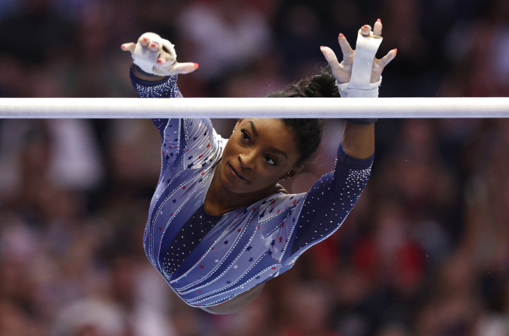 Simone Biles participating at Paris 2024.  GETTY IMAGES