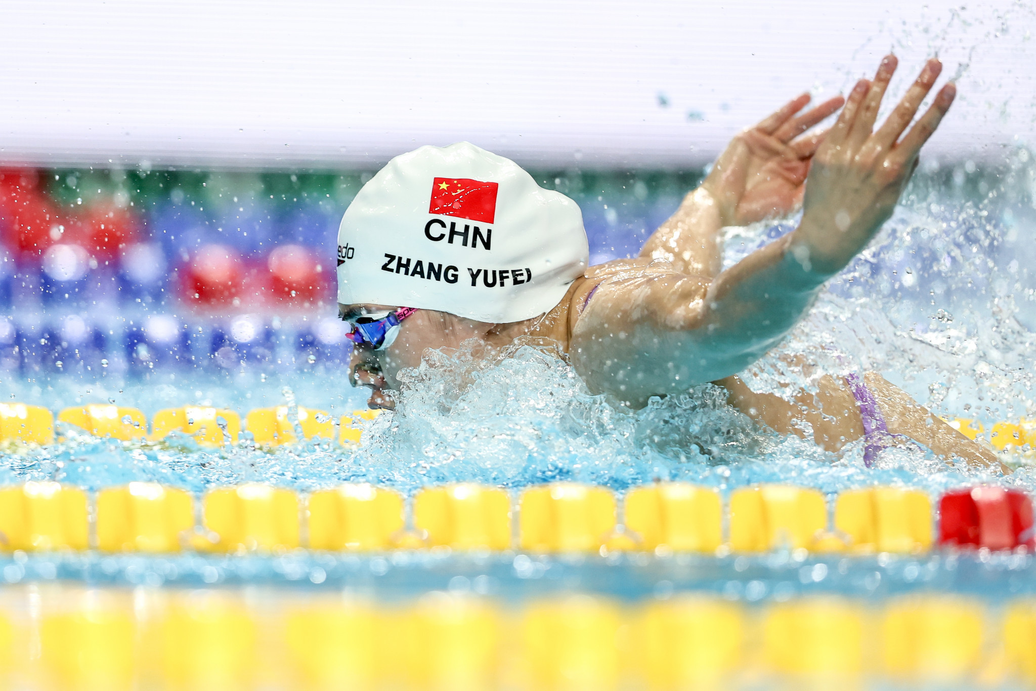 Yufei Zhang from China during the Swimming World Cup 2023. GETTY IMAGES