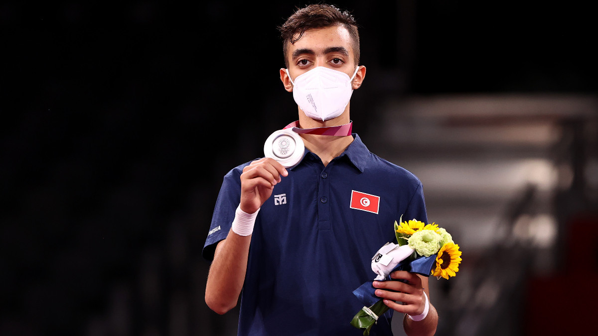 Mohamed Khalil Jendoubi at the award ceremony of the -58 kg category at the Tokyo 2020. GETTY IMAGES