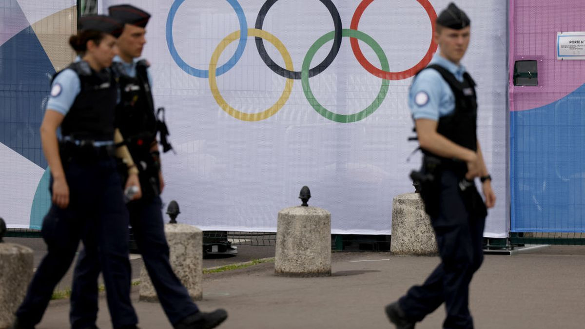 French police walking near the Olympic Stadium in Paris. GETTY IMAGES.