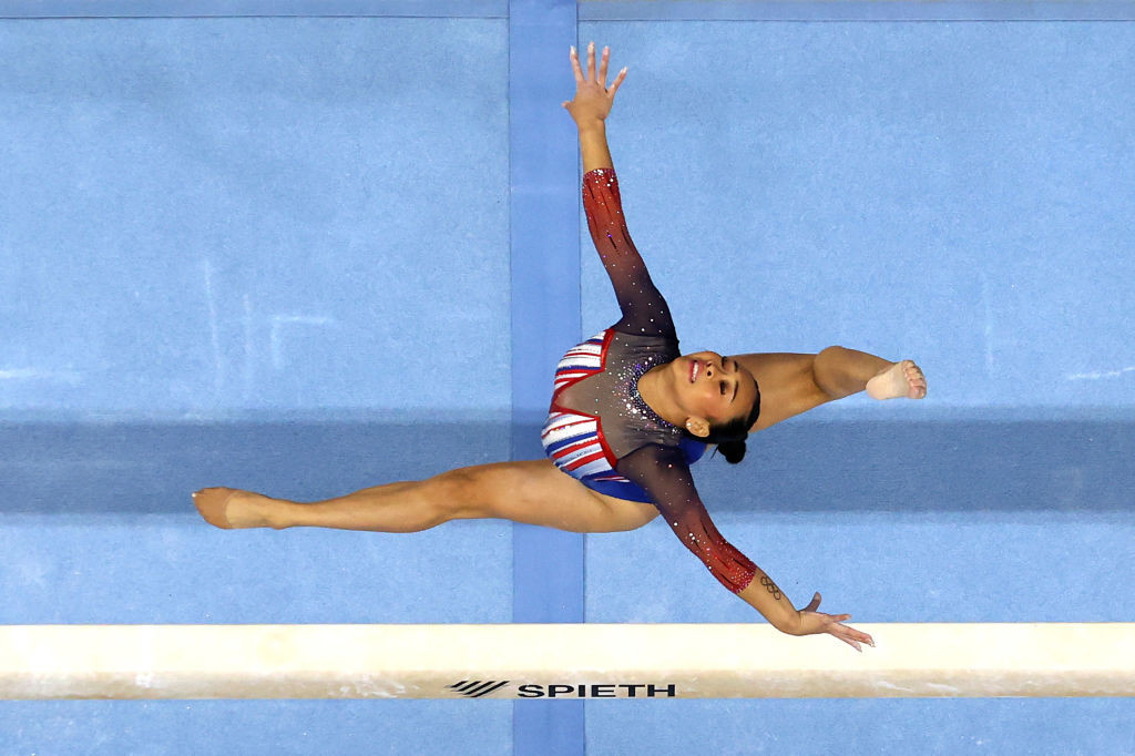 Suni Lee is on a mission to defend her Olympic gold after coming back from two kidney conditions. GETTY IMAGES