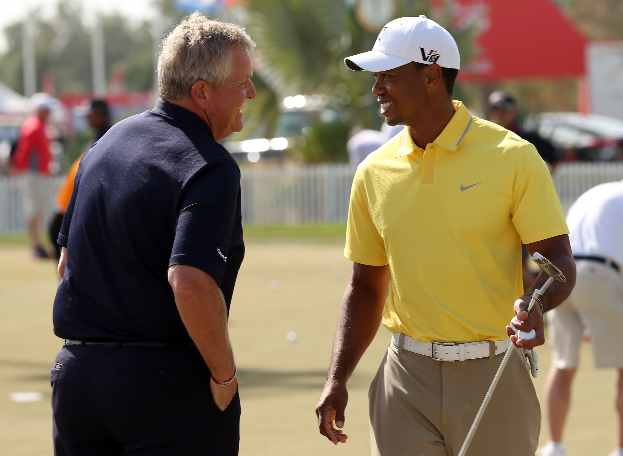 Colin Montgomerie and Tiger Woods were involved in an altercation on X ahead of the British Open. GETTY IMAGES