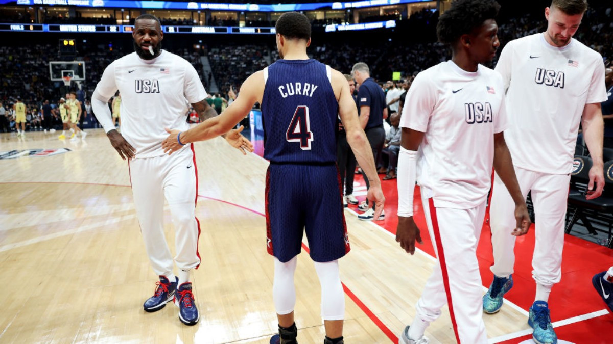 The USA team was led by LeBron and Curry against Serbia in Abu Dhabi. GETTY IMAGES