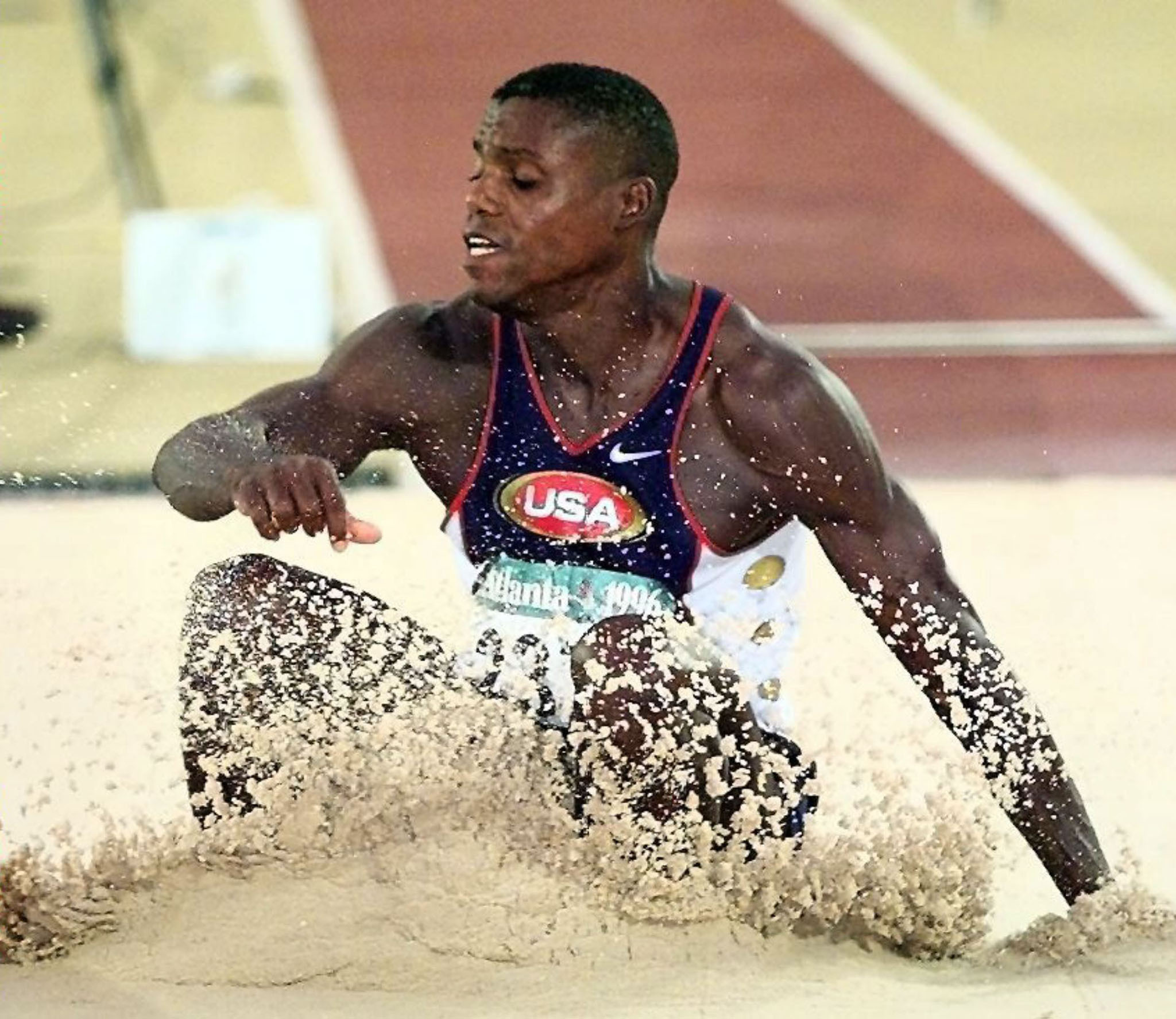 Carl Lewis managed four consecutive Olympic golds in the long jump and is the face of the sport. GETTY IMAGES
