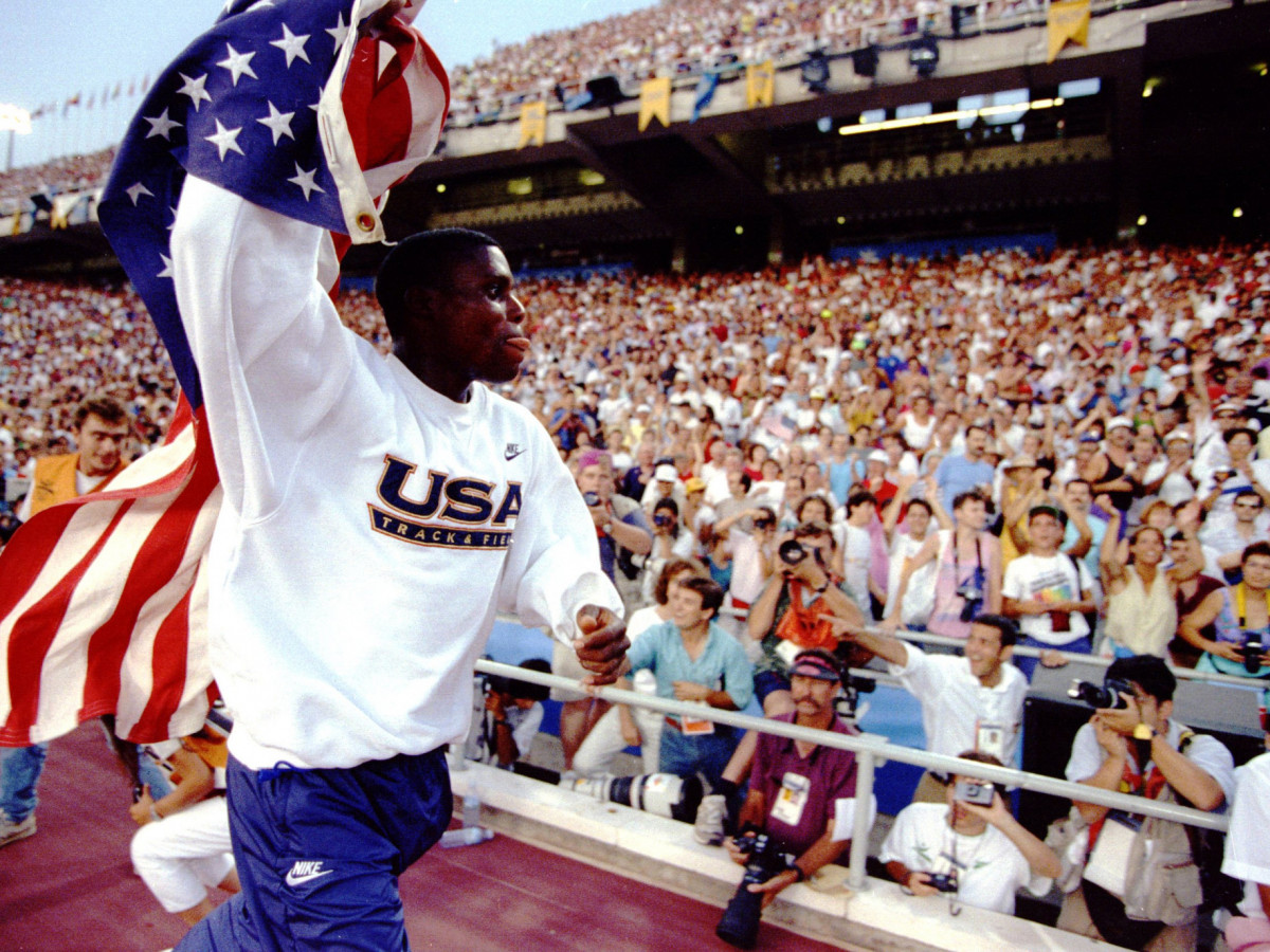 Carl Lewis managed four successive golds in the long jump. GETTY IMAGES