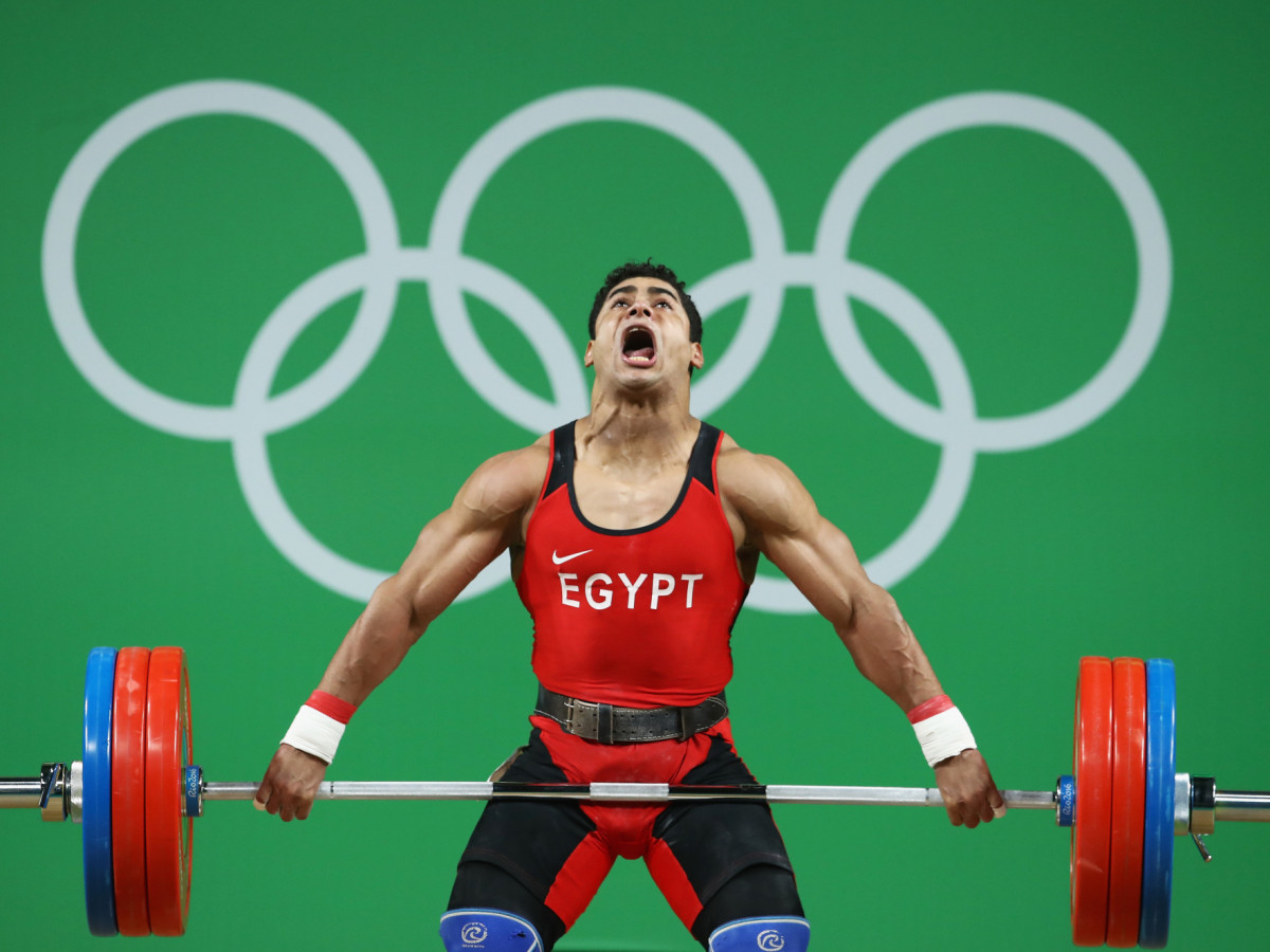 Mohamed Mahmoud of Egypt lifts during Rio 2016 Olympics. GETTY IMAGES