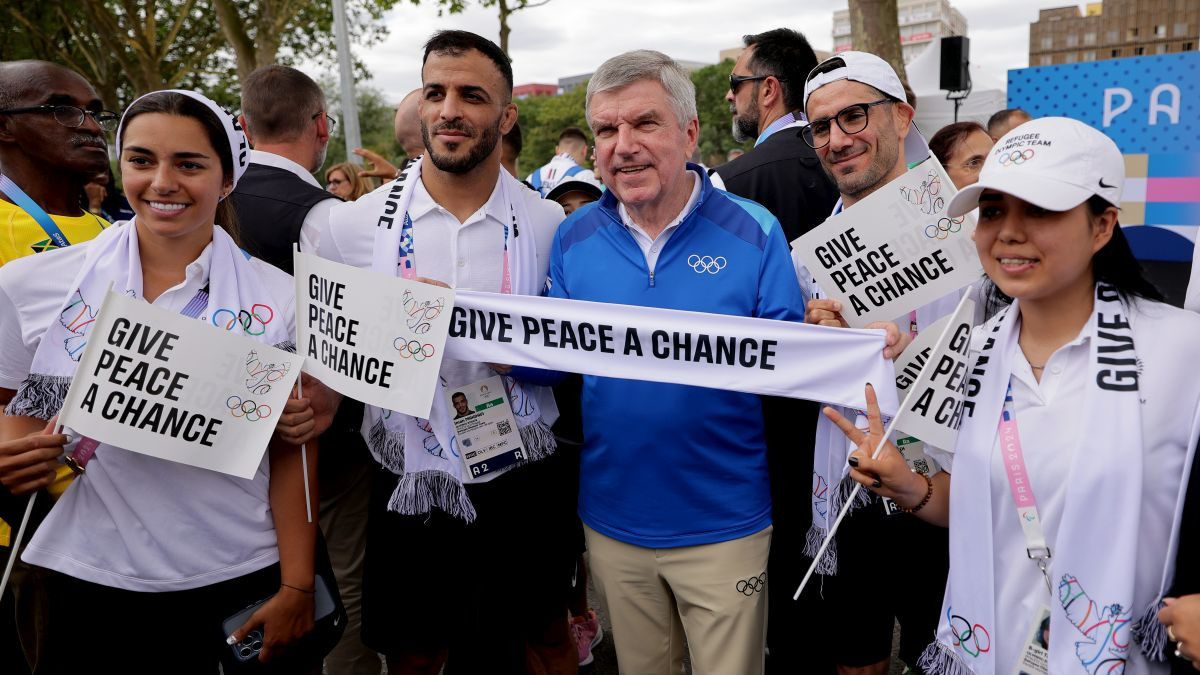 Olympic athletes rally for peace in Paris ahead of Games