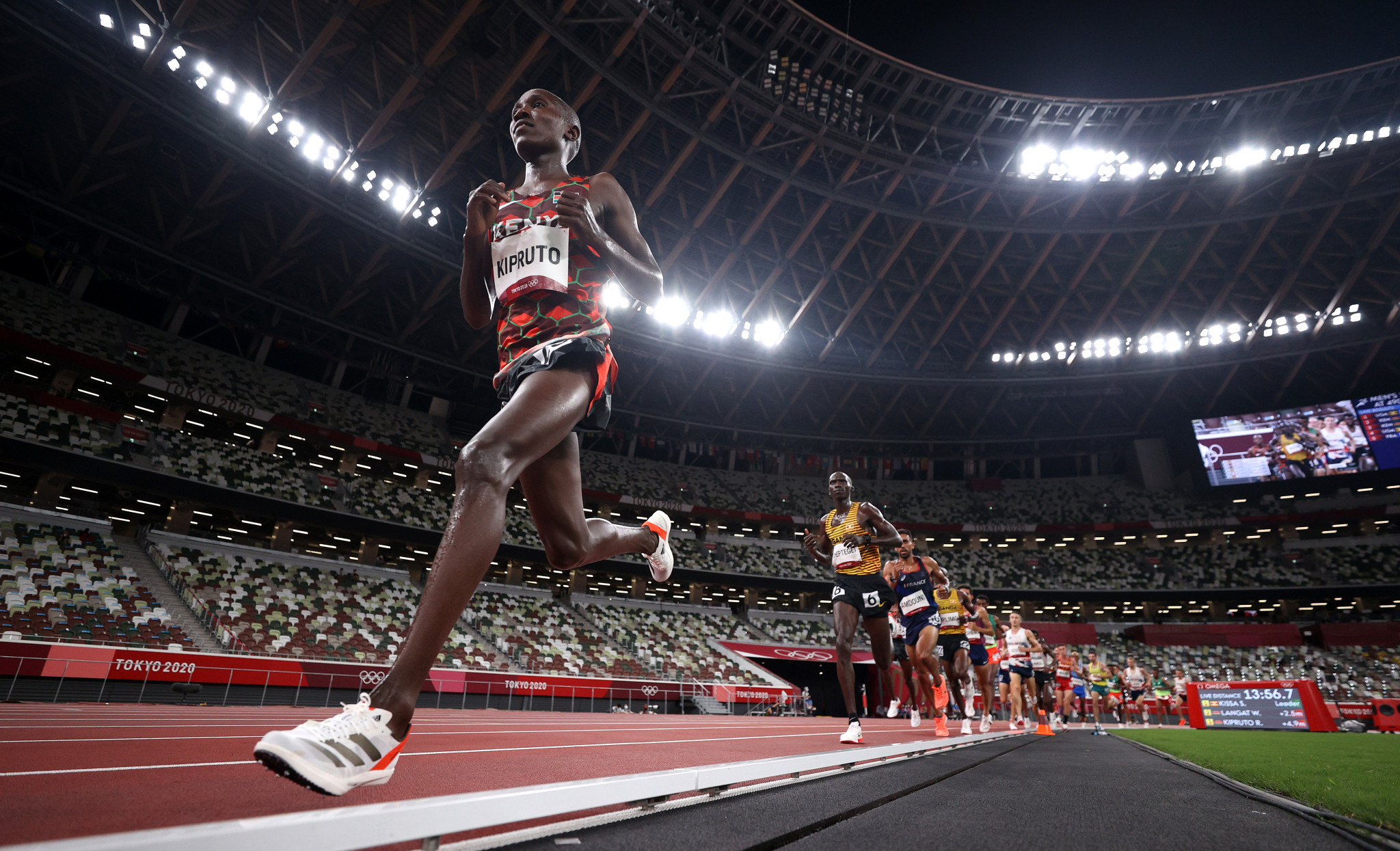 Rhonex Kipruto competes in the Men's 10,000m Final on day seven of the Tokyo 2020 Olympic Games. GETTY IMAGES