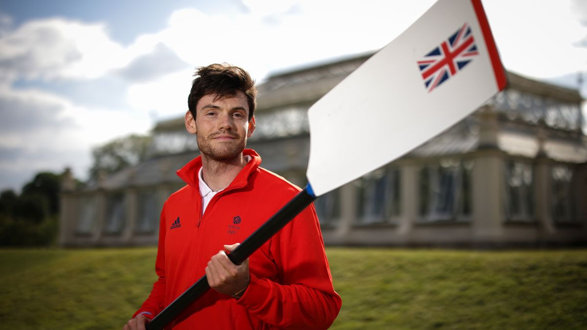Freddie Davidson poses at the presentation of the rowing team for Paris 2024. GETTY IMAGES