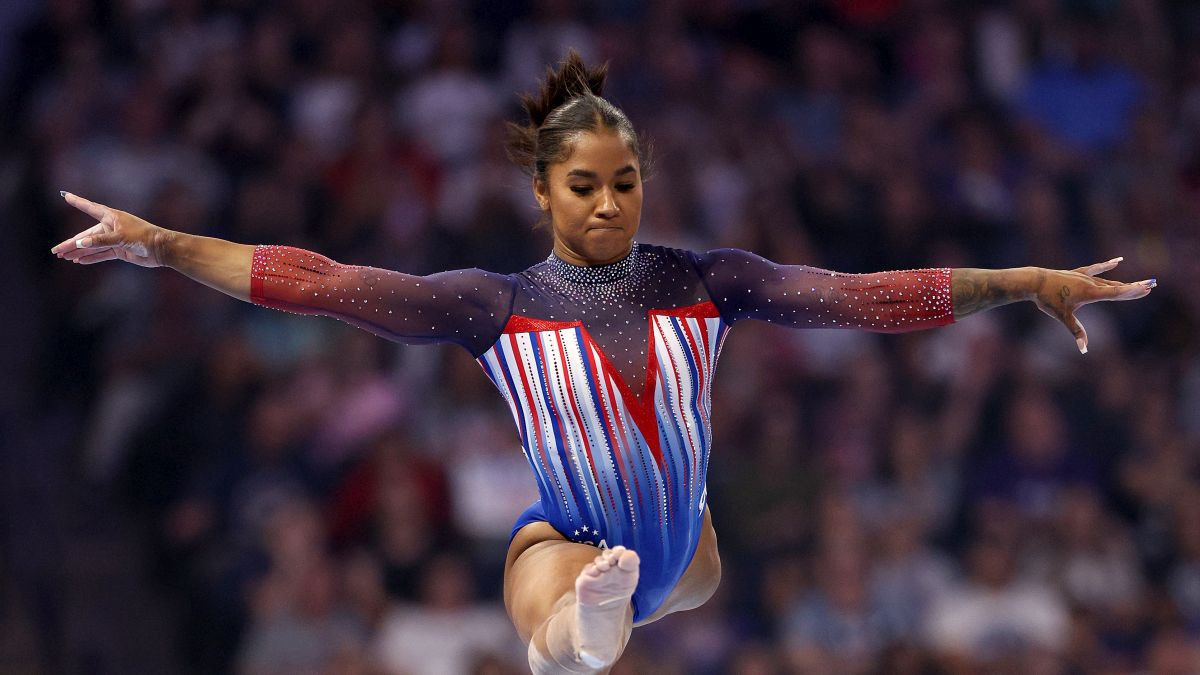 Jordan Chiles competes on the balance beam. GETTY IMAGES