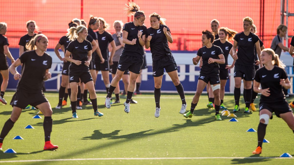 New Zealand players practice some skills during the team's training session. GETTY IMAGES