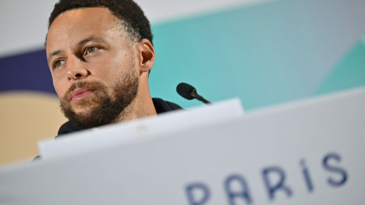 US basketball player Stephen Curry attends a press conference in Paris. GETTY IMAGES