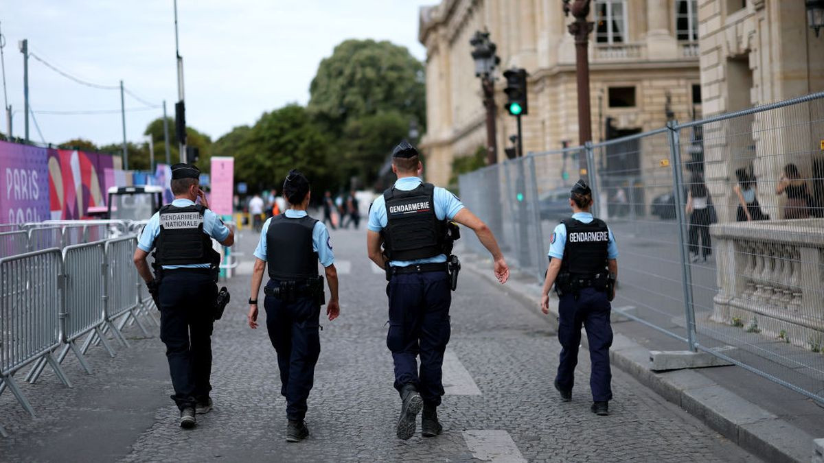 Members of the Gendarmerie are seen at Place de la Concorde ahead of the Paris 2024 Olympic Games. GETTY IMAGES