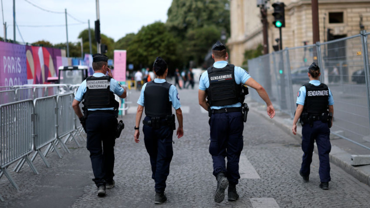 Members of the Gendarmerie are seen at Place de la Concorde ahead of the Paris 2024. GETTY IMAGES
