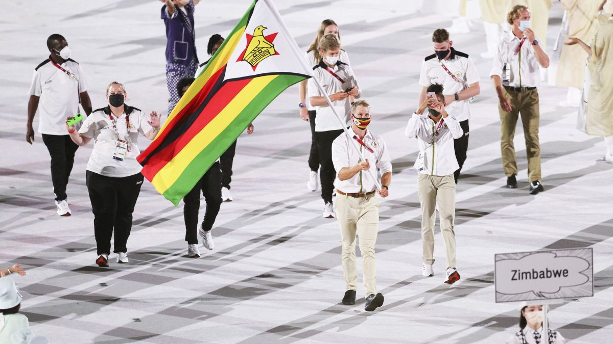 Members of the Zimbabwean Olympic delegation at previous Olympics. GETTY IMAGES