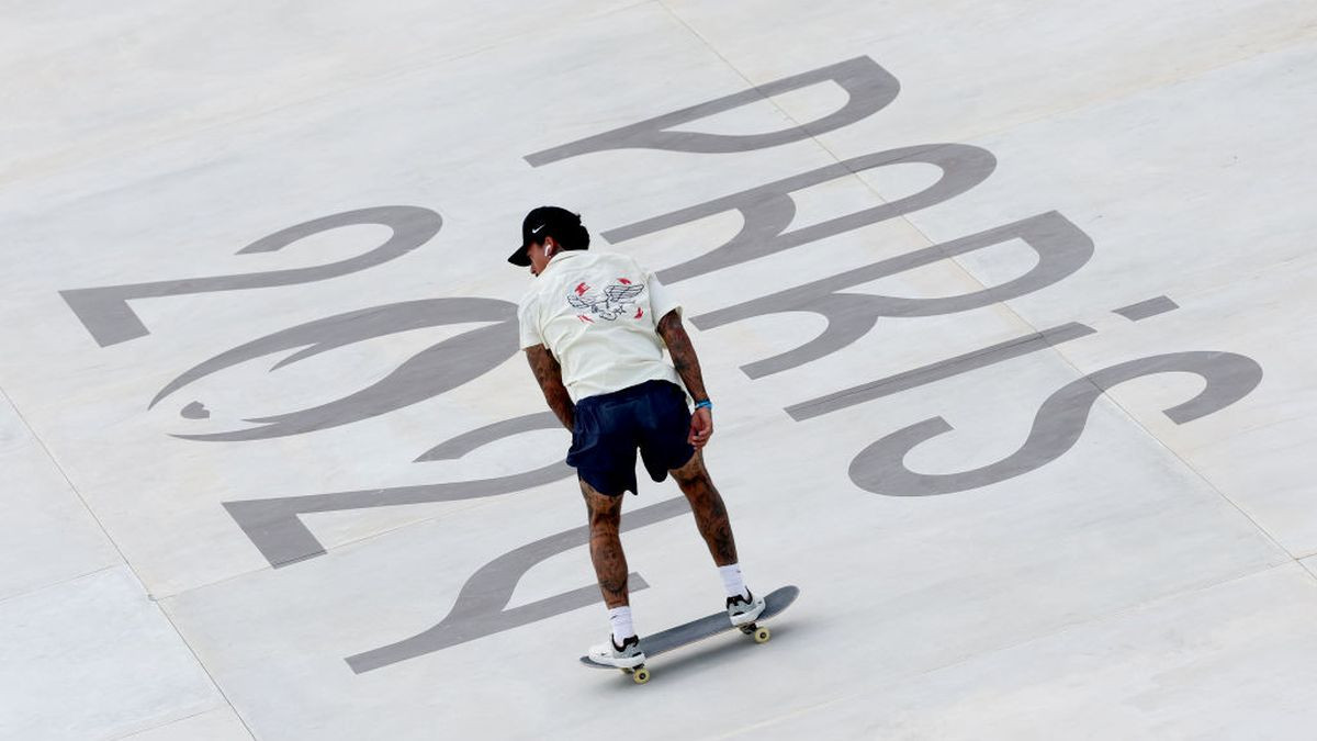 Nyjah Huston of Team United States trains during a Skateboarding Training Session at La Concorde GETTY IMAGES