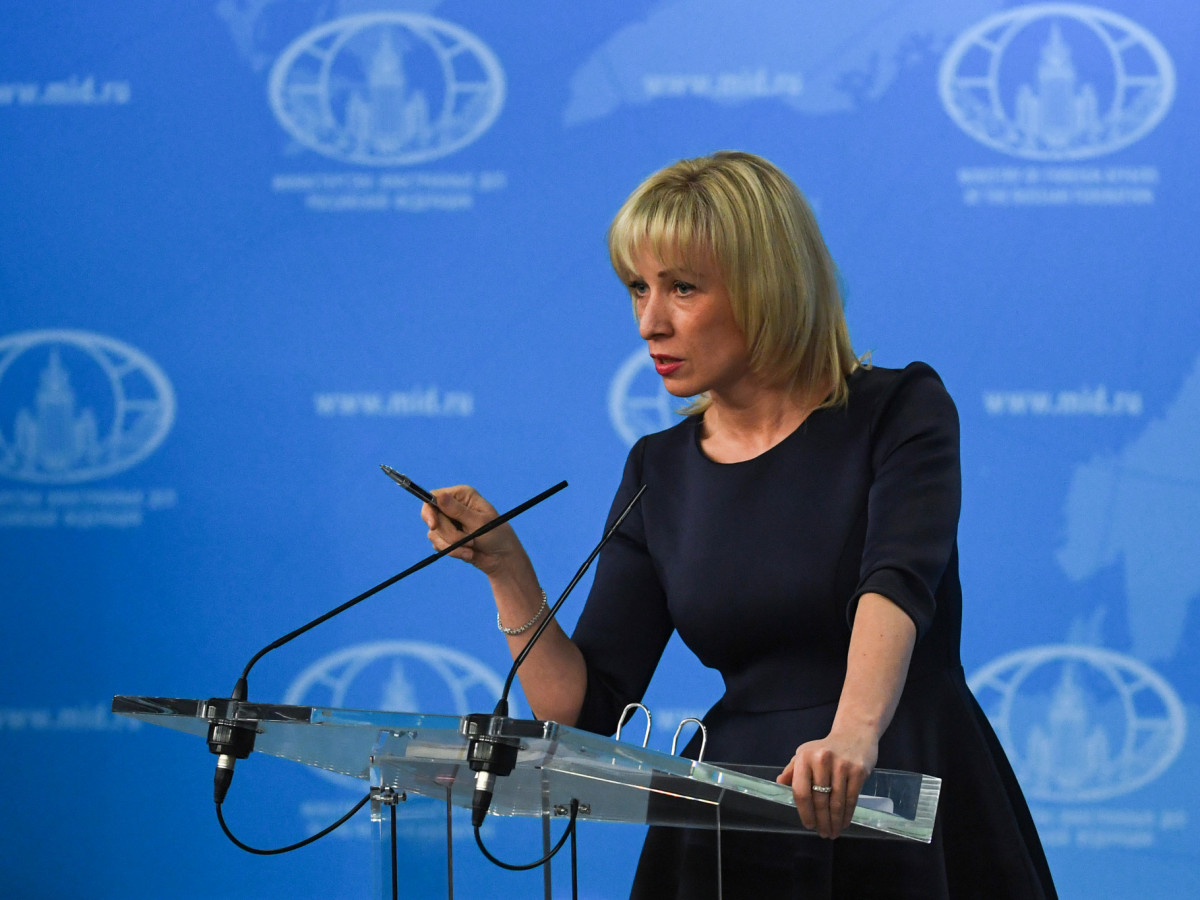Russian Foreign Ministry spokeswoman Maria Zakharova speaks to the media in Moscow. GETTY IMAGES