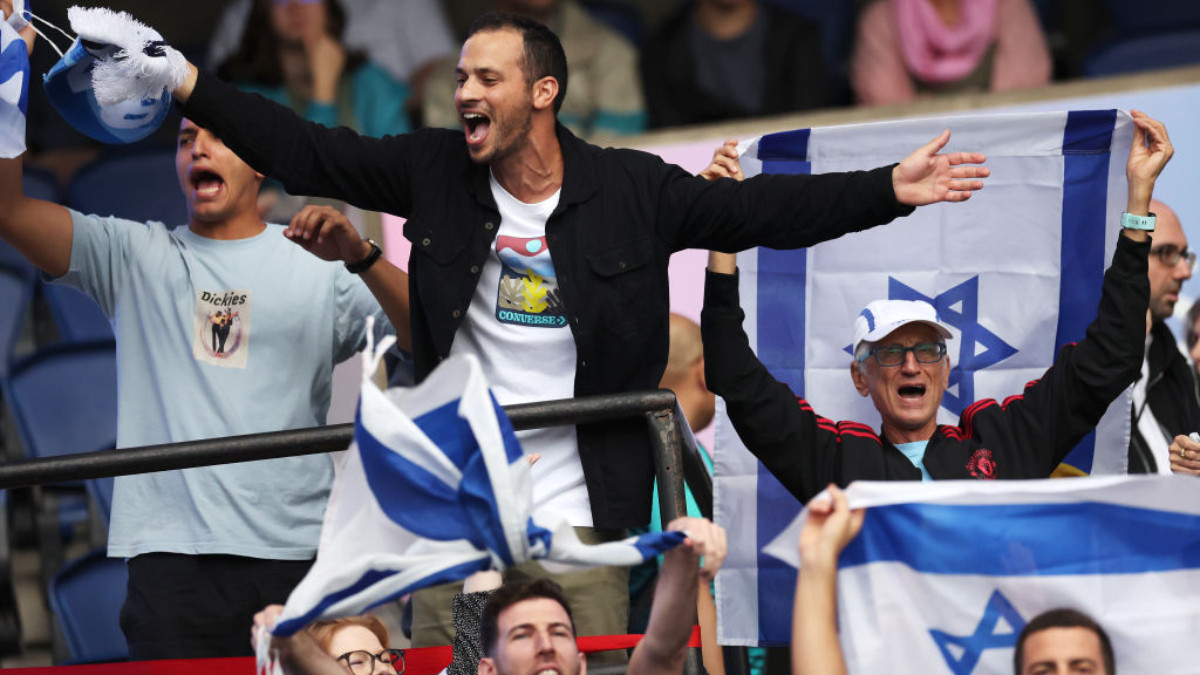 Israel fans attend the Match between Israel and Paraguay during the Olympic Games Paris 2024. GETTY IMAGES