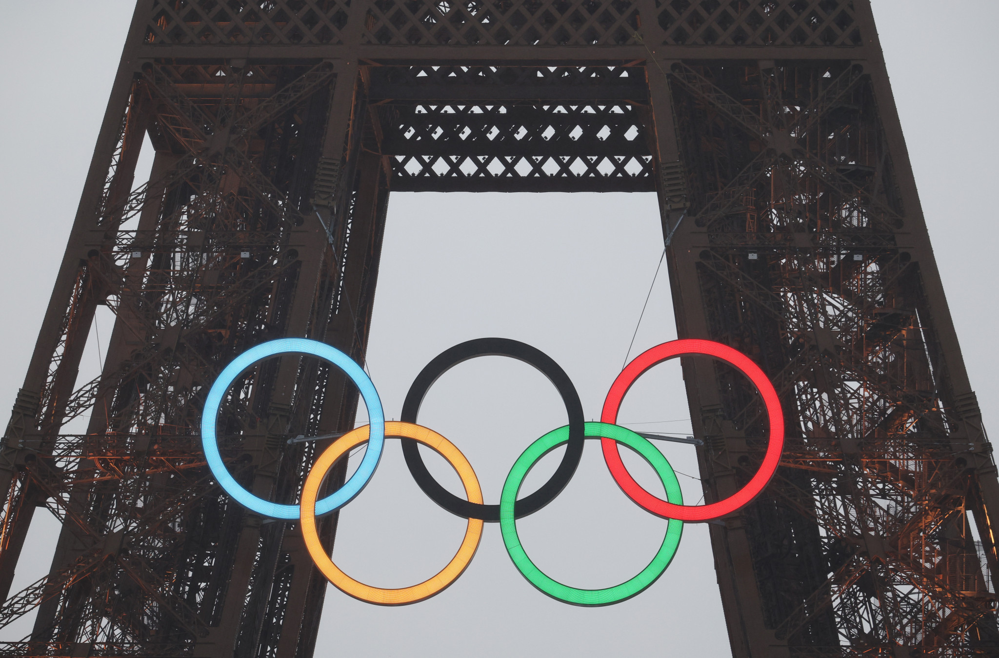 The Eiffel Tower featuring the Olympic Rings during the Paris 2024 Olympic Games. GETTY IMAGES