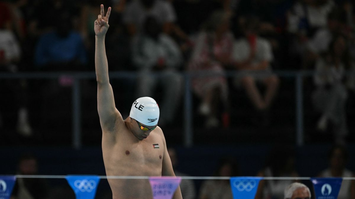 Yazan Al Bawwab before the men's 100m swimming event in Paris. GETTY IMAGES