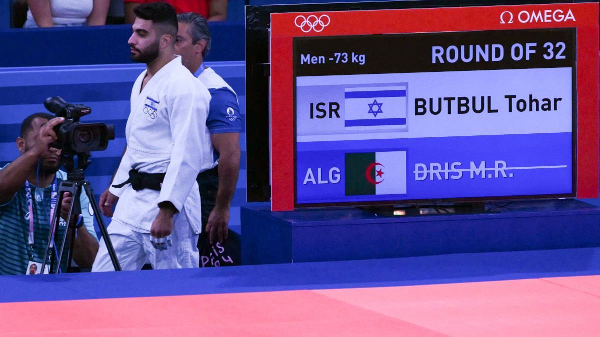 Algerian judoka disqualified before the fight against Israel’s Butbul. GETTY IMAGES