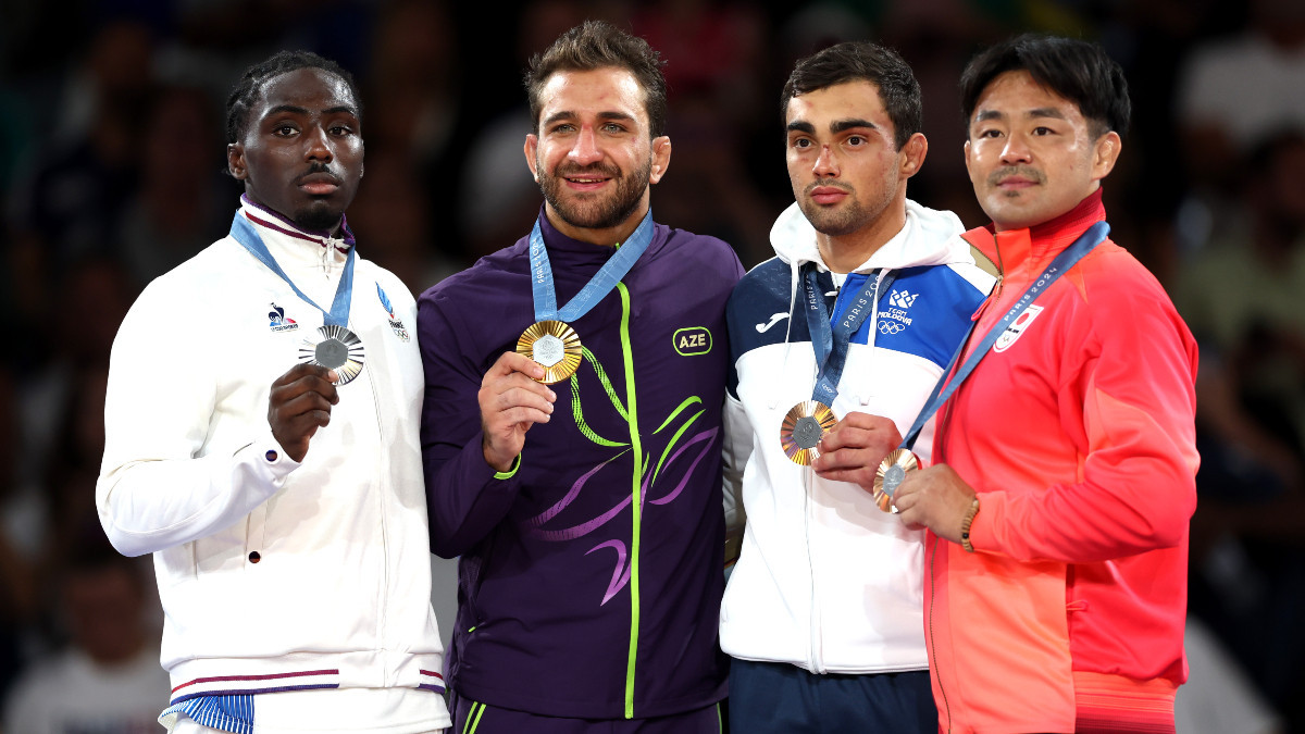 Medallists of the men's -73 kg category. GETTY IMAGES