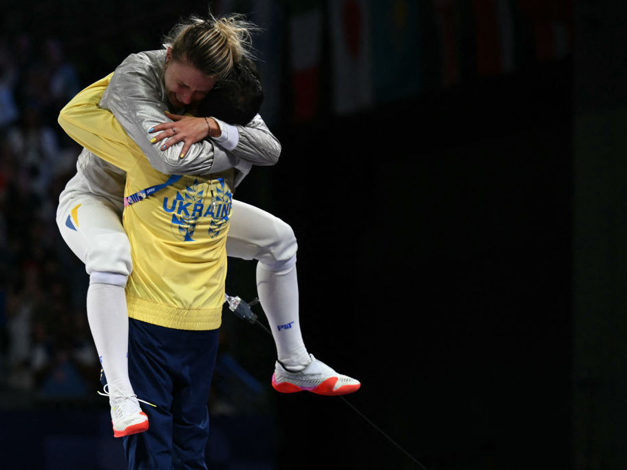 Olga Kharlan won Ukraine's first medal, which she dedicated to her people. GETTY IMAGES