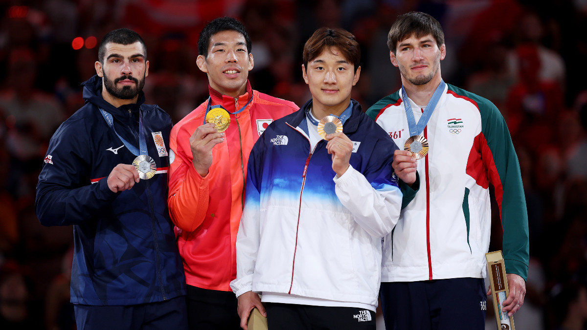 Medallists of the men's 81 kg category. GETTY IMAGES