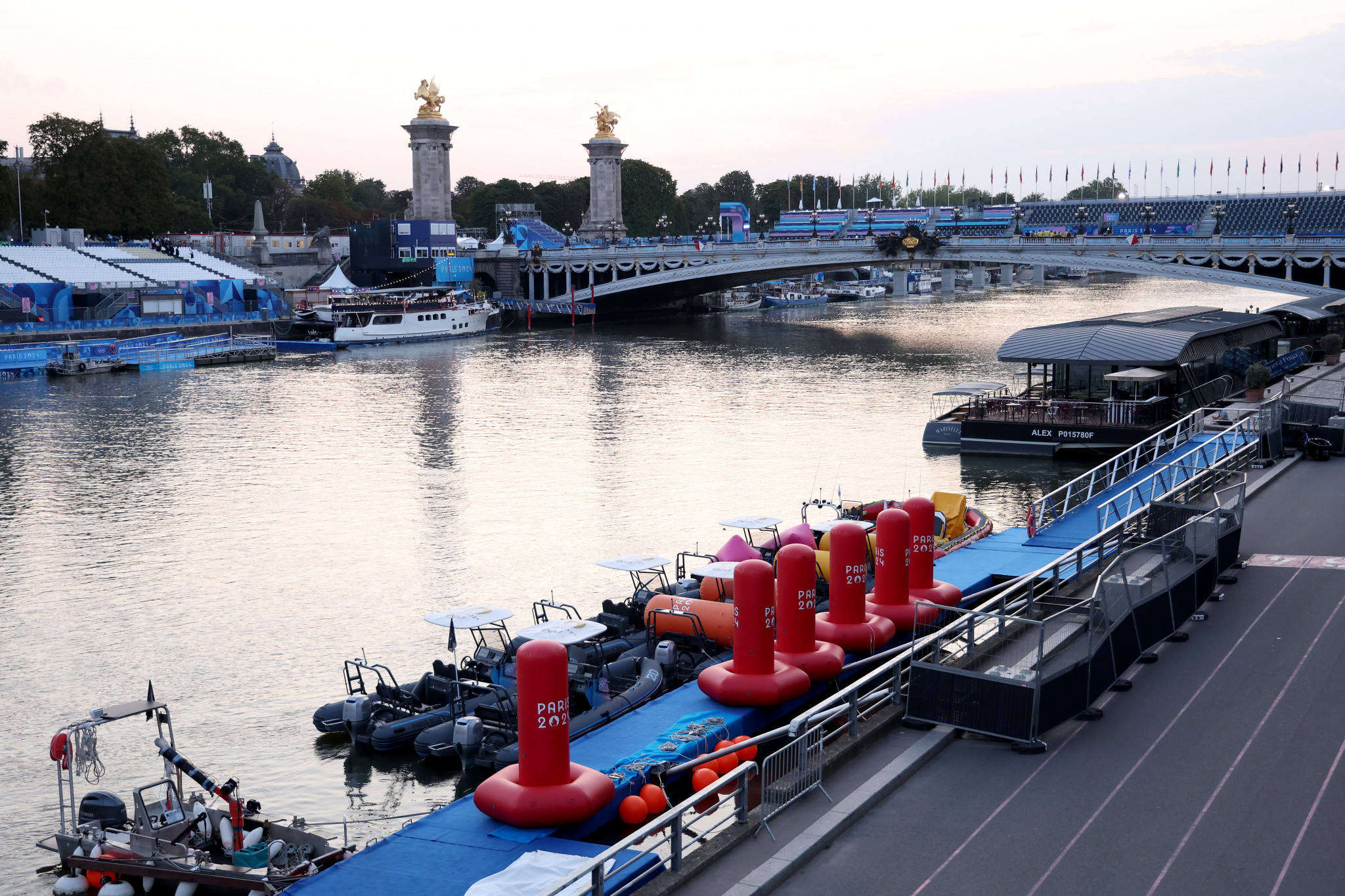 The Seine River near where the start of the men's triathlon race was to place but was postponed due to high levels of E. coli in the water. GETTY IMAGES