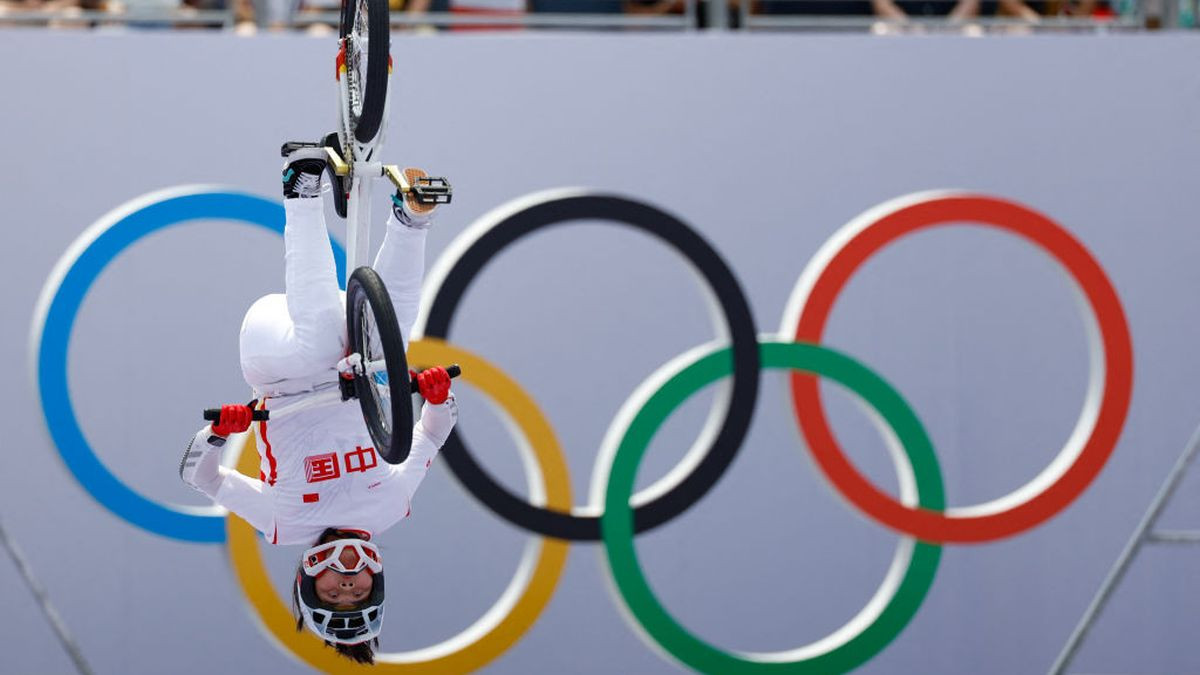 Yawen Deng competes in the Cycling BMX Freestyle Park Final GETTY IMAGES